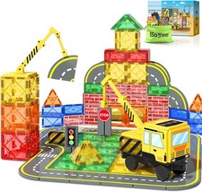 Magnetic Tiles Magnetic Building Blocks Crane Truck STEM Building Toys for Kids