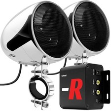 Bluetooth Motorcycle Speakers and Amplifier Audio Sound System, 4 Inch Chrome