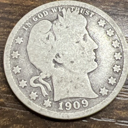 1909D Barber Liberty Head quarter 90% silver Actual coin Fill Your Collection Up