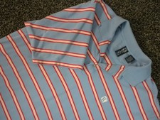 Karl Kani Polo Shirt Mens XXL Blue Striped Short Sleeve Urban Streetwear Hip Hop