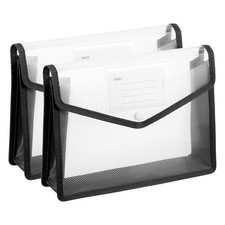 2 Pack B5 Plastic File Folders with Snap Closure, Black, Horizontal