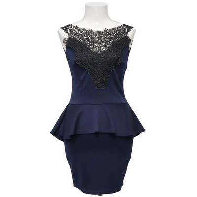 Club L, Cocktailkleid, Größe: 36, Blau, Elasthan/Polyester, Einfarbig #gnw