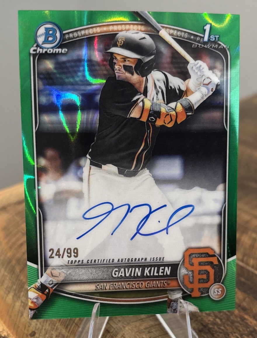 2025 Bowman Draft Chrome 1st Prospect Auto Green Lava Refractor Gavin Kilen /99