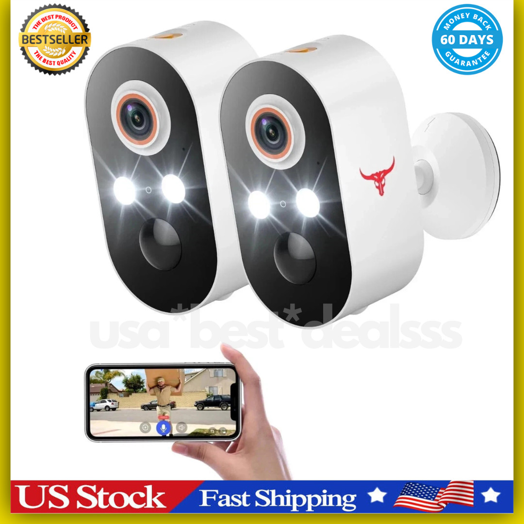 2 Pack Wireless Security Camera System Smart Night Vision Ou