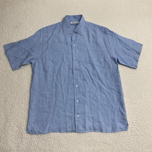 Loro Piana Hemd Herren (fällt groß aus) Kurzarm Knopfleiste Made In Italy Luxus