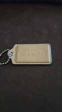 3" Medium COACH BEECHWOOD TAN LEATHER NICKEL FOB BAG CHARM KEYCHAIN HANG TAG