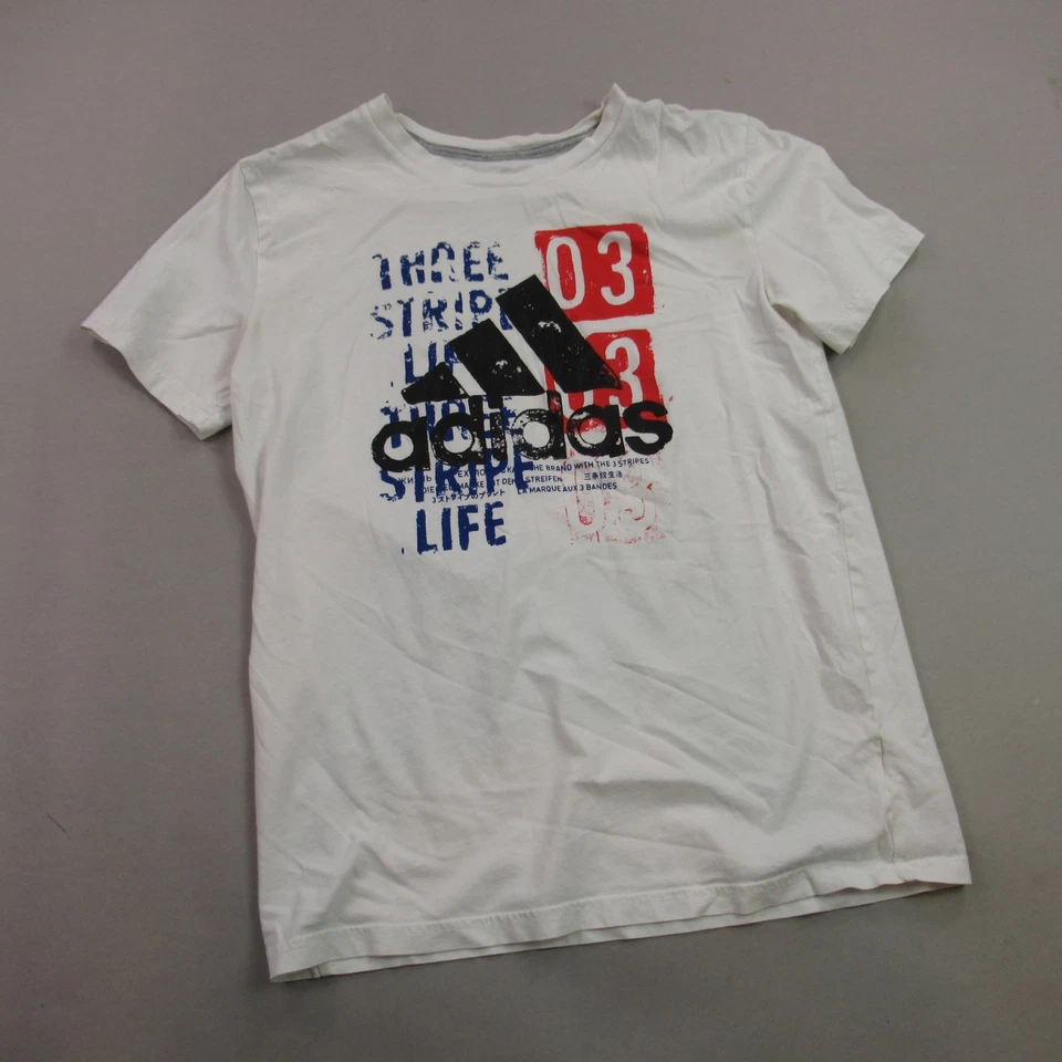 Camisa Adidas Niños Grande Manga Corta Informal Cuello Redondo Ligera Blanca Foto 2 de 4