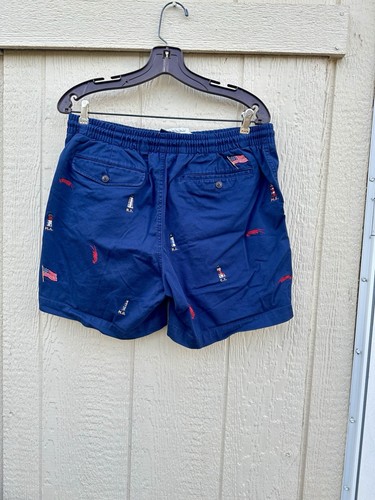 Polo Ralph Lauren Shorts Men MediumAll Over Embroidered Flag Lighthouse Nautical - Picture 8 of 11