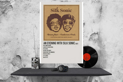 Bruno Mars Silk Sonic Album Cover Poster/Druck A3/A4/A5 230 g/m² gerahmt