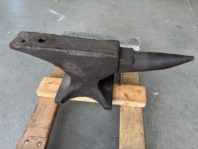 ANTIQUE 76 POUND BLACKSMITH ANVIL FORGE IRON MOUSE HOLE 22'' LONG X 9''HIGH  X 7''