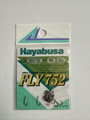 VTG Hayabusa Fly752 Hooks 36573E Forged High Carbon Steel Size 16 Qty 20 Fishing