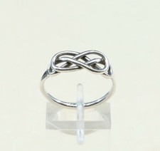Sz 8, Vtg Sterling Silver Handmade Ring, 925 Silver knot Band