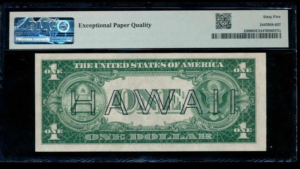 AC Fr 2300 1935A Hawaii $1 PMG 65 EPQ P-C block .. Gem Uncirculated! - Image 2 of 2