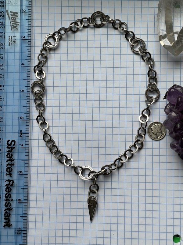 Franco PIANEGONDA 925 Silver Endless CIRCLE  Link Chain Necklace, ITALY Designer