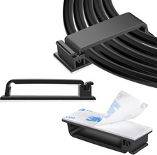 XHF 50 PCS Self Adhesive Cable Clips L Black,Wire Clips Cable Management Wire O