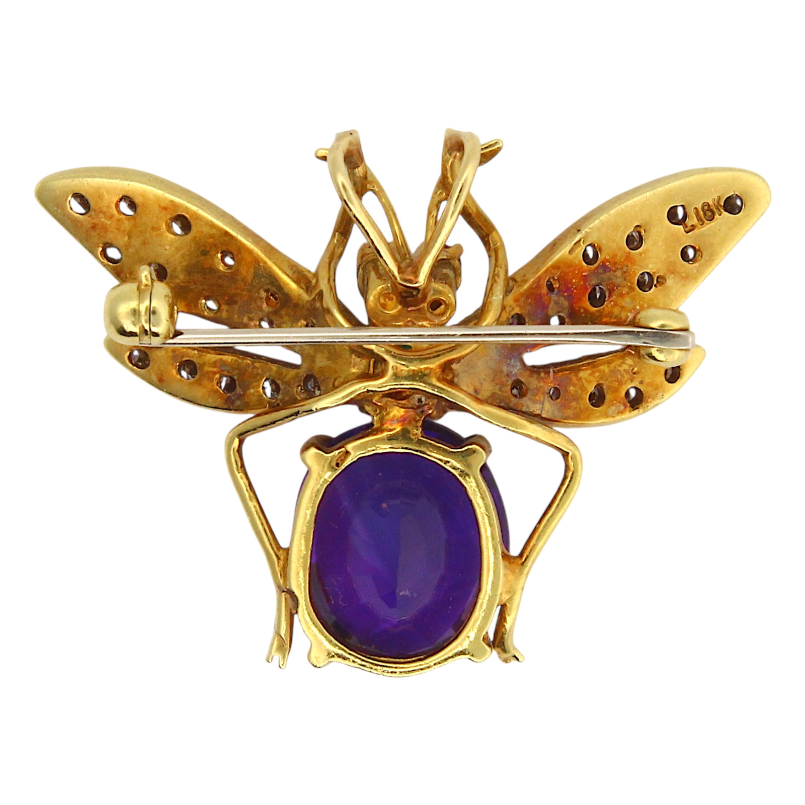 Insect Bug Diamond Amethyst Emerald Ruby Brooch P… - image 3