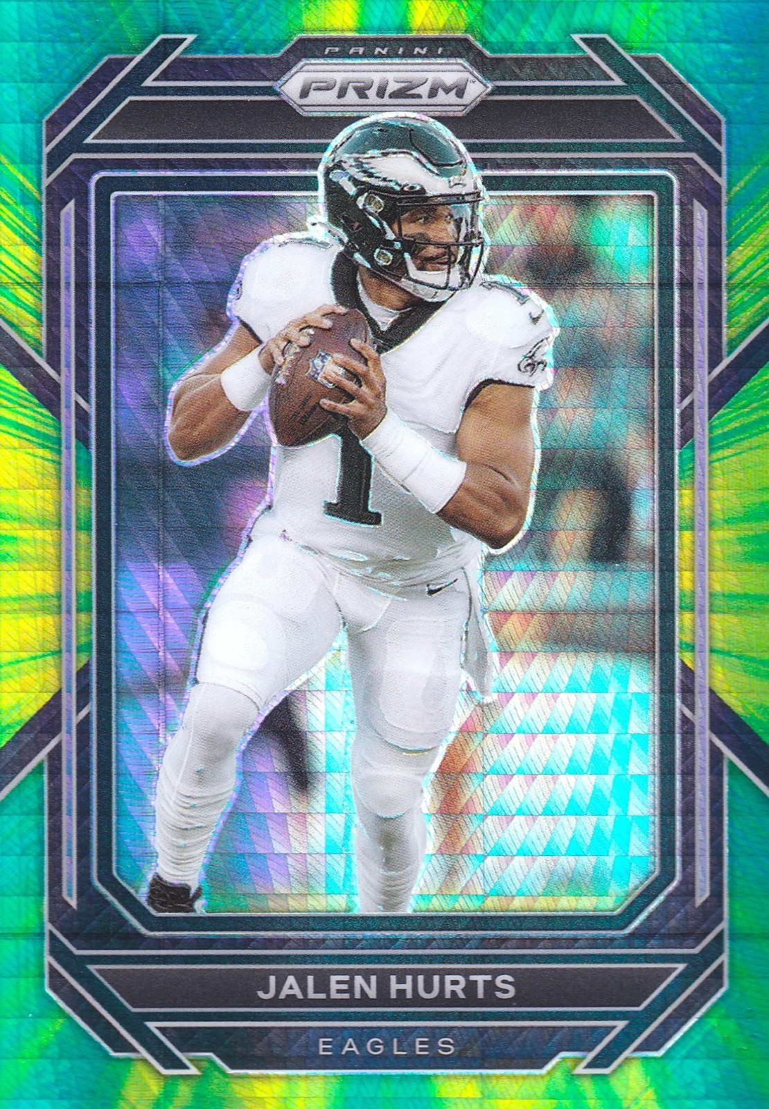 2022 Panini Prizm Jalen Hurts #234 Hyper Green & Yellow Prizm SP #/175 Eagles