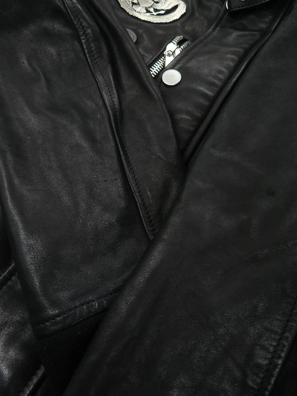 Diesel Black Gold Leather Rider Jacket Size 46 Men's Metal