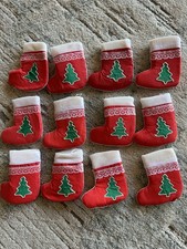 Vintage Mini Christmas Stockings Set Of 12. 3.75x3  Homemade