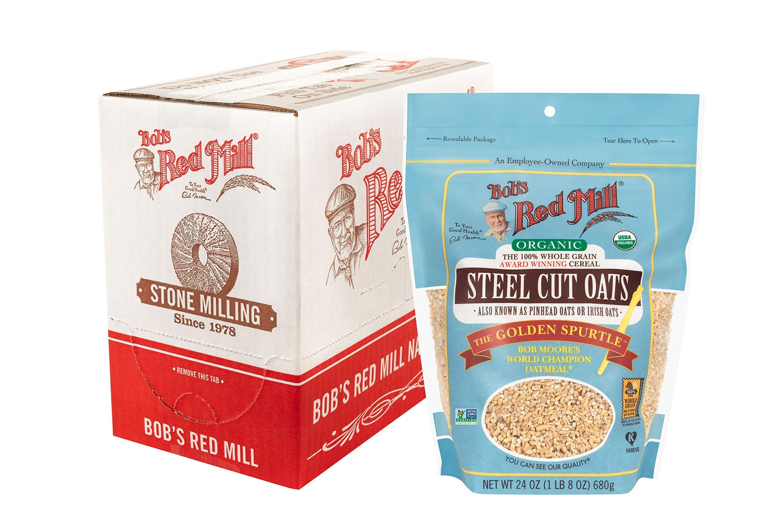 Bob's Red Mill Organic Steel Cut Oats, 24oz (Pack of 4) - Non GMO, Whole Grai...
