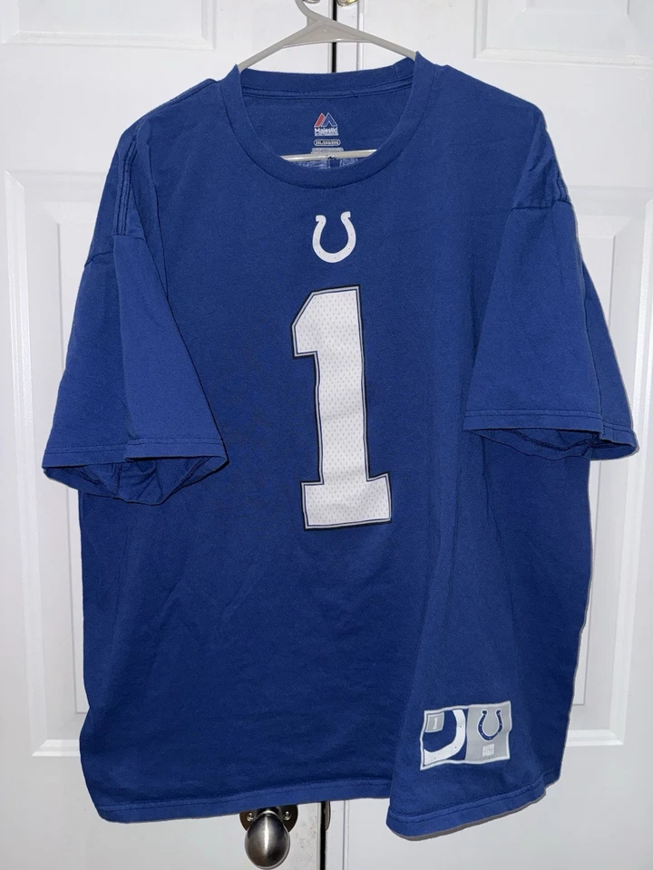 Majestic NFL Indianapolis Colts Pat McAfee Jugador Nombre y Número Camiseta XXL Camisa Foto 2 de 4