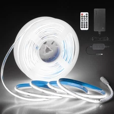 White COB Led Strip Lights 65.6FT/Roll 6500K 24V LED Light Strips with Remote...