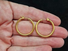 Vintage GOLD PLATED Medium Hoop Pierced Earrings