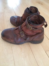 super rare 1940/50s BOOTS, CANVAS and LEATHER  brass buckles, hob nail, WORKWEAR