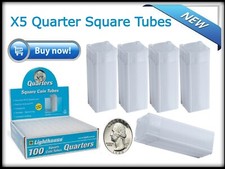 X5 Lighthouse Square Tubes Quarter Size 24.26mm Coins Archival Quality/Stackable