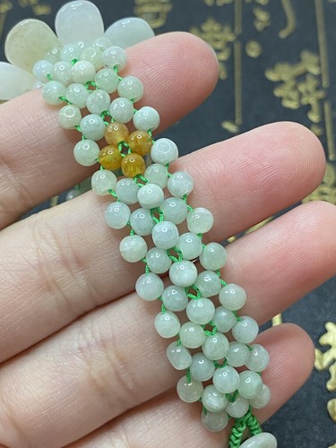Grade A 100% Natural Beads Flower Jadeite Jade Handmade Bracelet #J0230 - Imagen 6 de 7