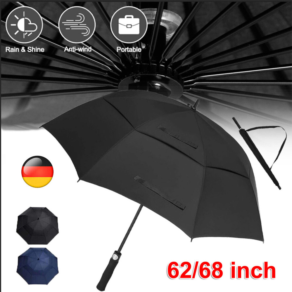 KUMIAO XXL Golfschirm 180 Cm - Windstabiler Doppeldach Regenschirm Für 4-6 Personen