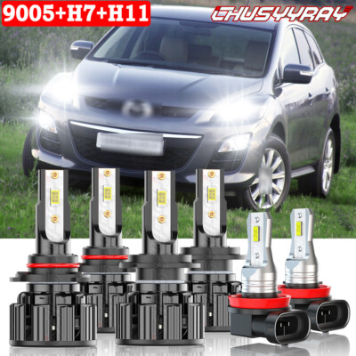 For Mazda CX-7 2007-2012 6x 6000K LED Headlight Hi/Lo + Fog Light Bulb Kit White