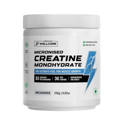 Wellcore - Pure Micronised Creatine Monohydrate (250g, 83 Servings) Unflavoured
