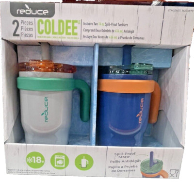 Reduce Coldee 14oz Stainless Steel Kids Tumblers Handles 2-pack-NEW