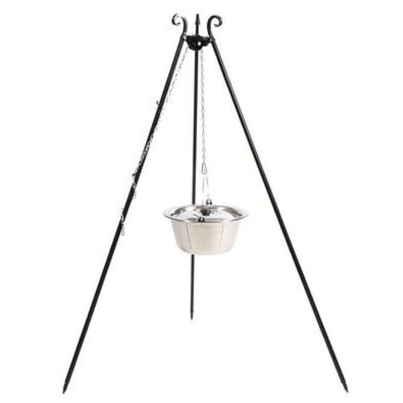 Dreibein mit Kessel (Edelstahl) Topf, Feuerschale, Lagerfeuer, Grill