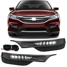 Fit 2016 2017 Honda Accord  Front Bumper LED DRL Fog Lights Lamps w/Cover Wiring