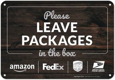 Package Delivery Sign, Please Leave Packages In The Box Wood Background, 10x7