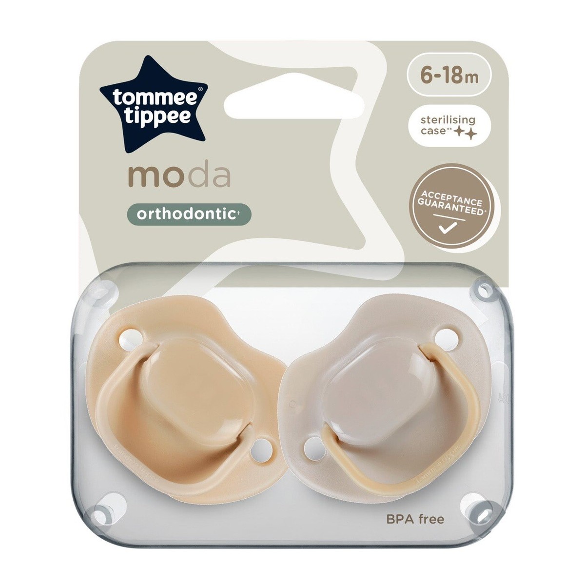 x Tommee Tippee Moda Orthodontic Soothers Baby Dummies 18
