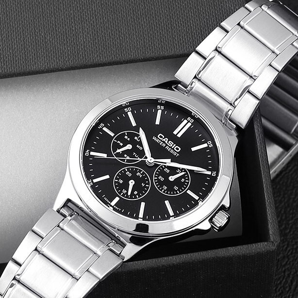 Casio Men Analog Stainless Steel silver Strap Watch Original New