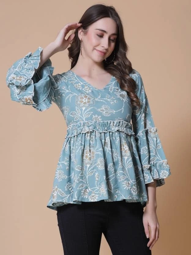 Bell sleeves top pakistani dresses