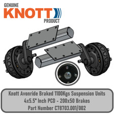 Genuine Knott Trailer 1100kg Braked Suspension Units 4 Stud x 5.5 Inch PCD Drum