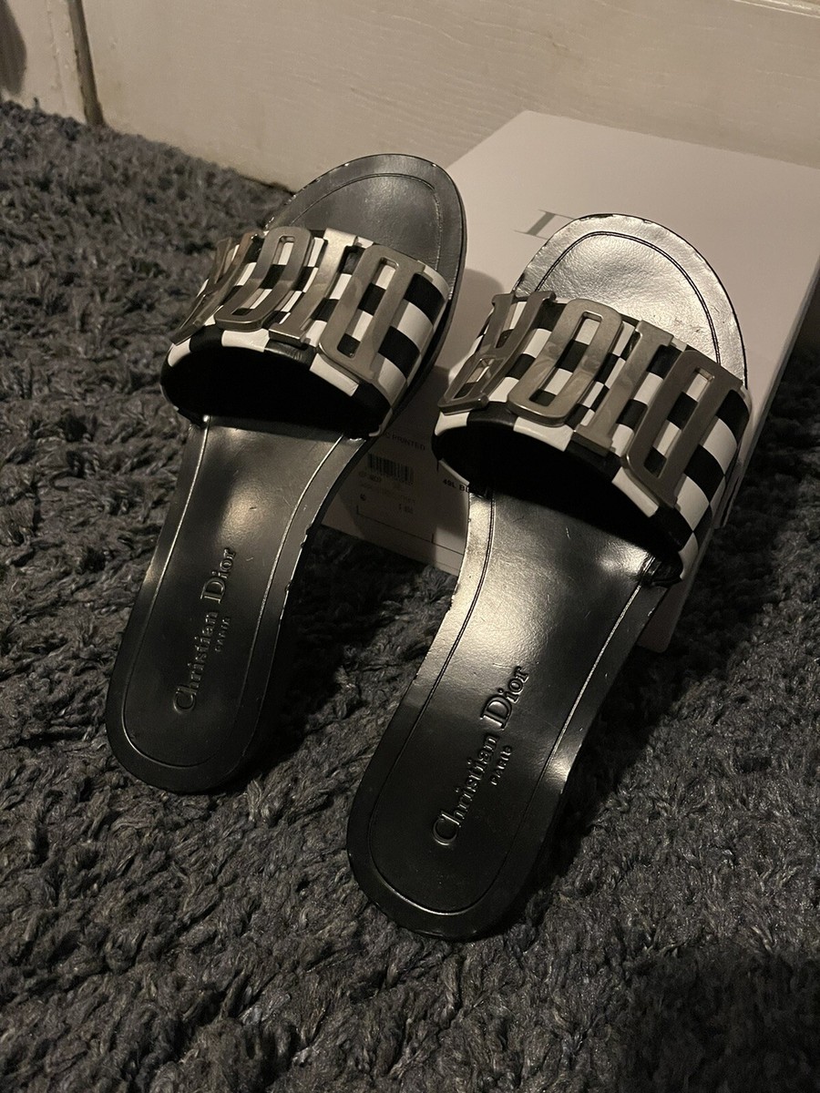 Christian Dior サンダル 40 Christian dior calfskin slide sandal Checkered evolution size 40
