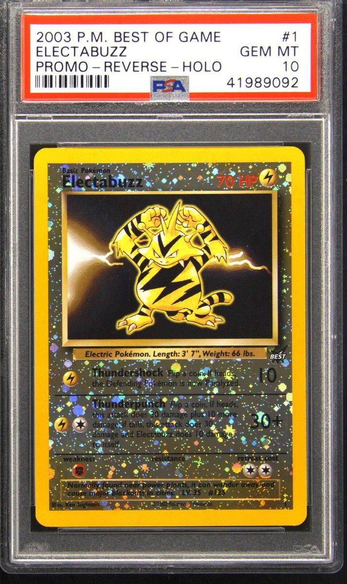 2003 POKEMON BEST OF GAME PROMO #1 ELECTABUZZ-REVERSE FOIL PSA 10