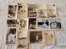 Lot Of Vintage Black White Photographs Kids With Toys Snapshots
