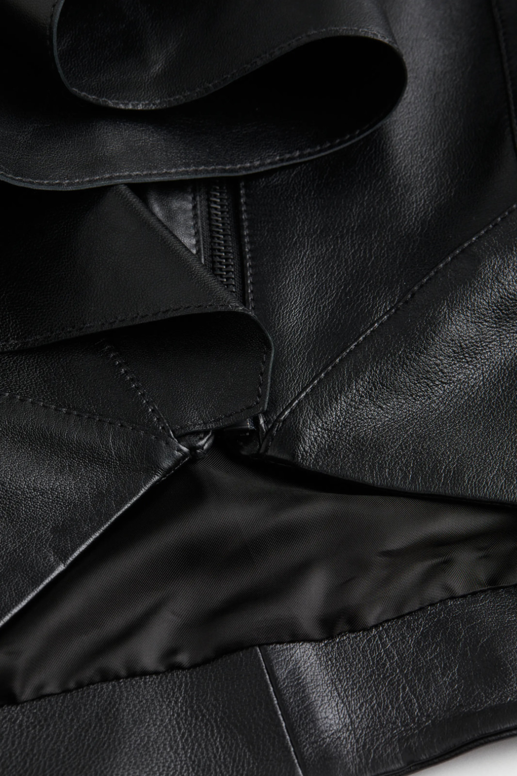 BNWT MUGLER H&M SCARF DETAIL LEATHER JACKET in BLACK sz M image 8