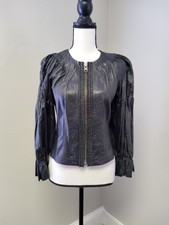 Catherine Malandrino Black Stretchy Lamb Leather Evening Jacket 4 Small