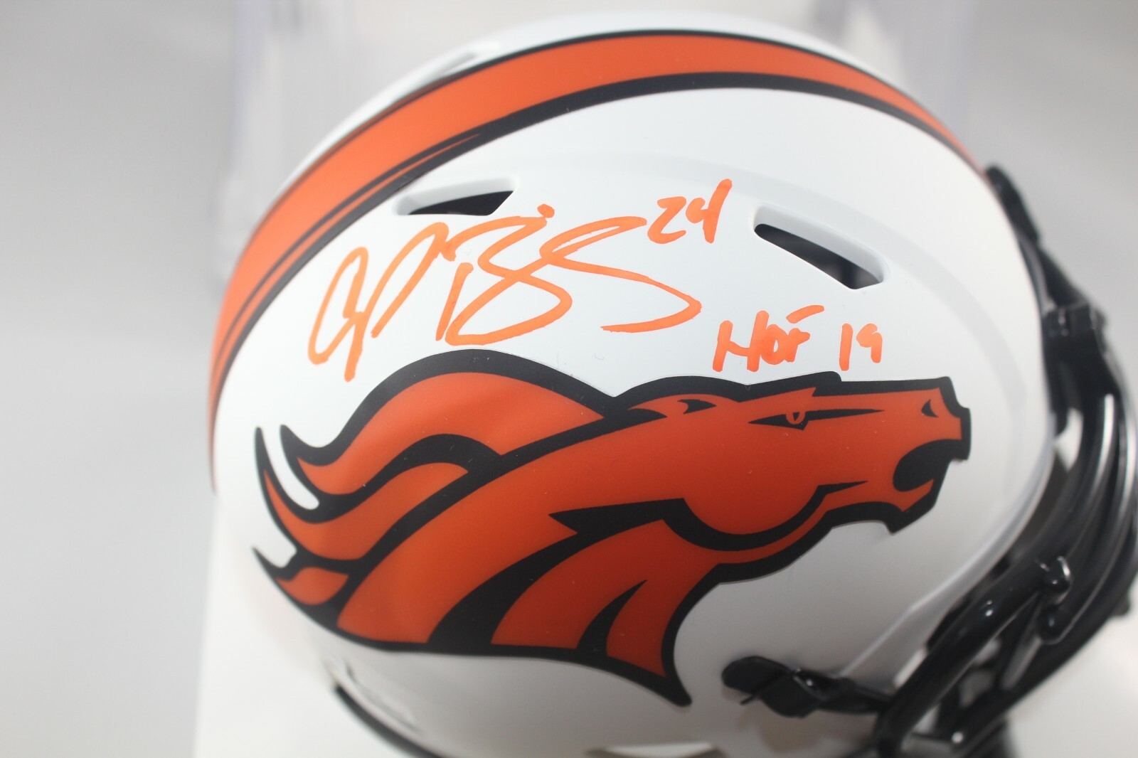 Champ Bailey Autographed Signed Denver Broncos Lunar Eclipse Mini Helmet Beckett 