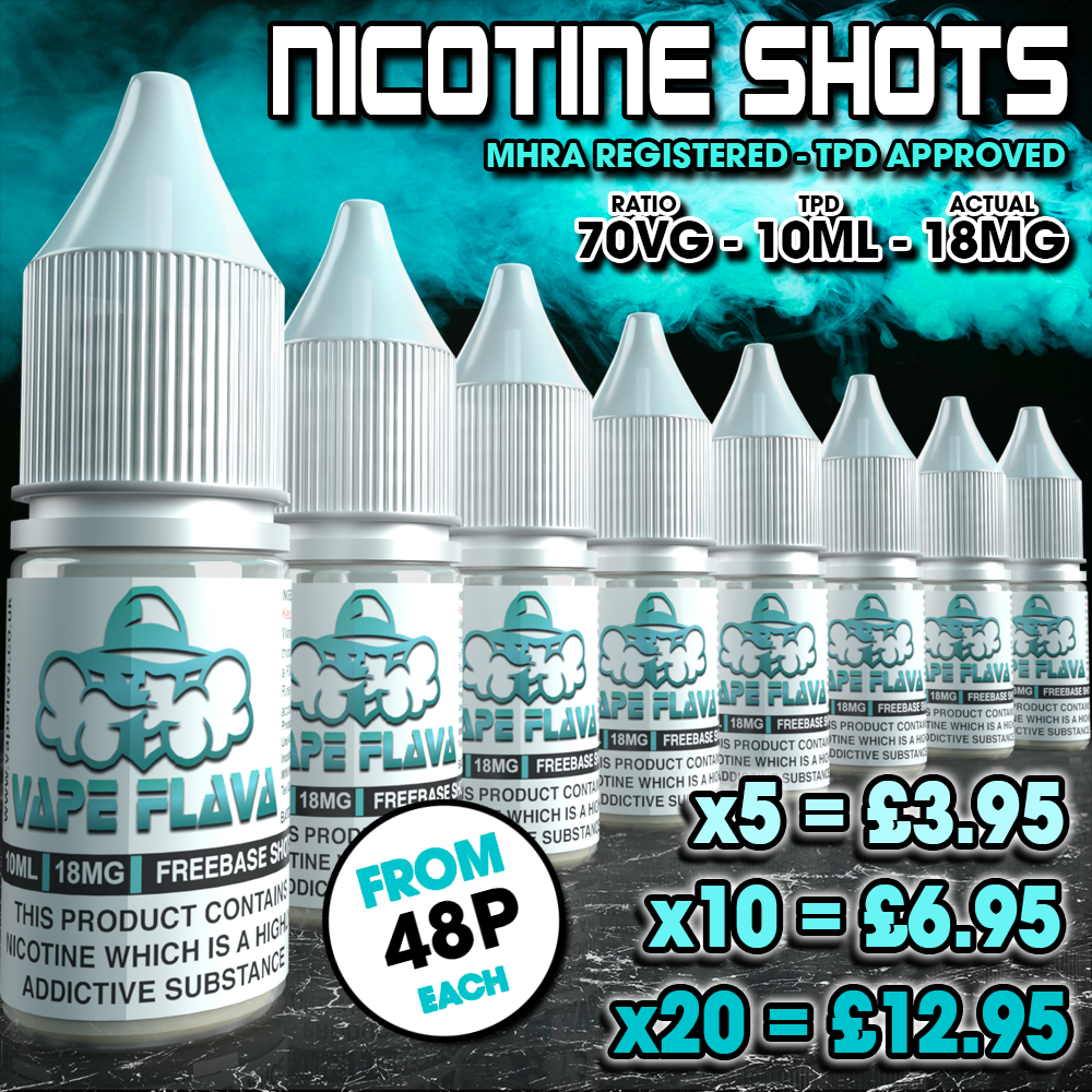 Nicotine Shots 18MG 10ML 70VG/30PG - Vapeflava Unflavoured Nic Shots UK |  eBay UK