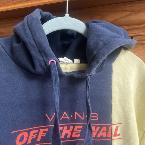 Vans Off The Wall Hoodie Mens Color Block Navy Pink Yellow Gray Small Medium - Picture 4 of 8