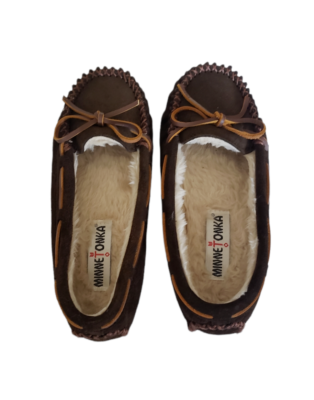 Minnetonka Cally Moccasin Slippers Brown Suede Slip On  display picture 1